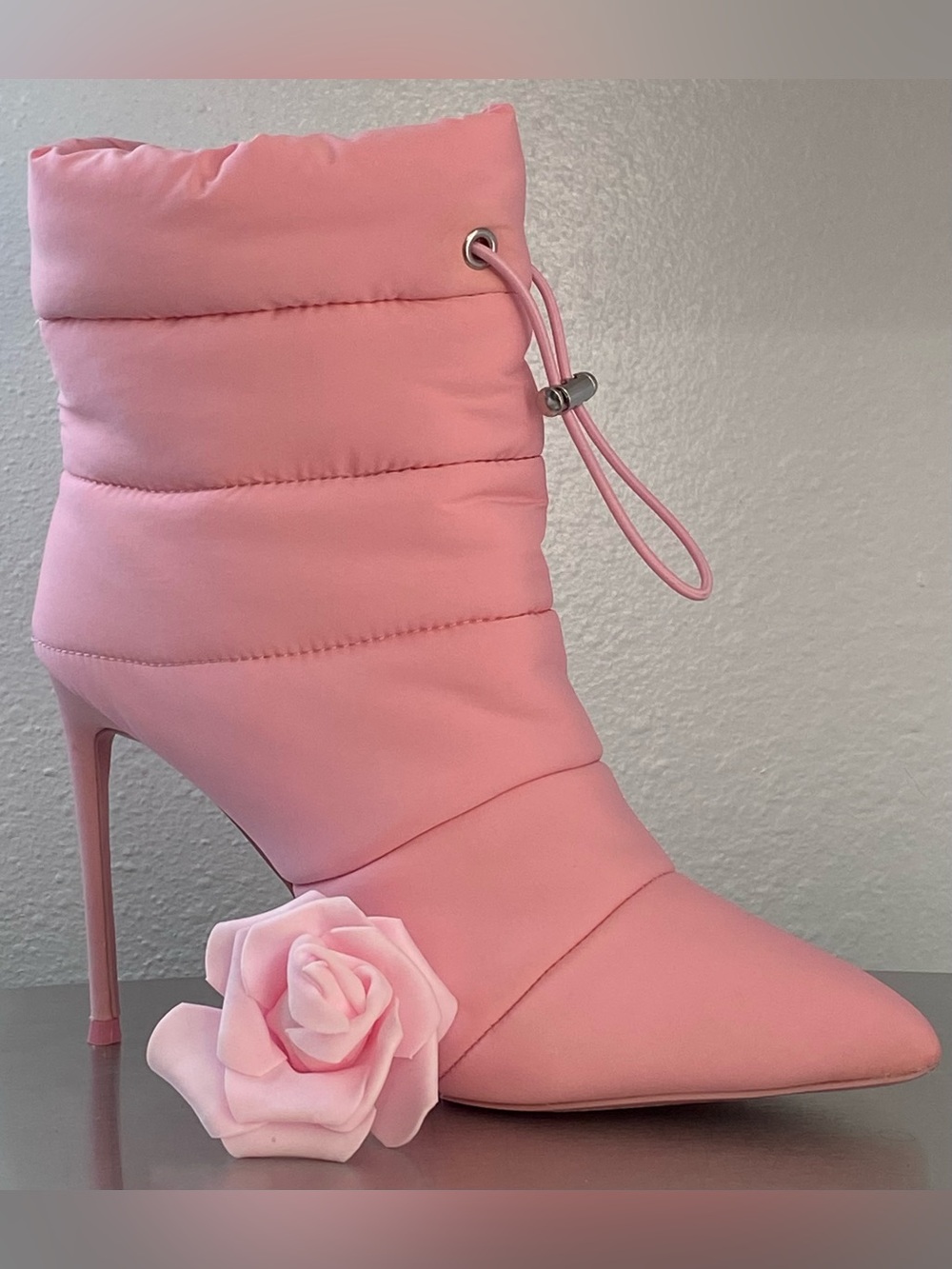 STEVE MADDEN QUILTED PINK STILETTO ANKLE BOOTS